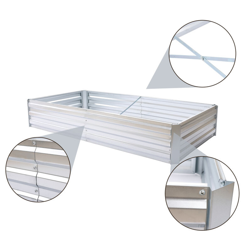LuxenHome 72in Rectangular Galvanized Steel Raised Garden Bed