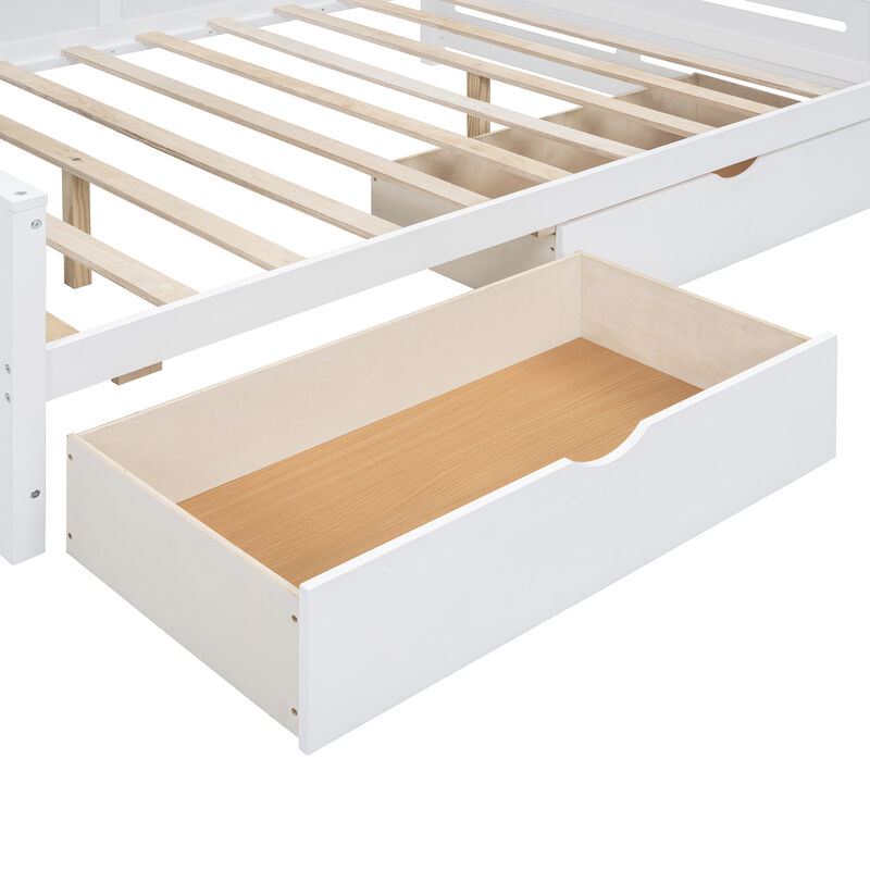 Merax Wooden Daybed with Storage Drawers and Cabinets
