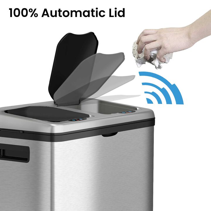 iTouchless 16 Gallon / 61 Liter Sensor Recycle Bin & Trash Can
