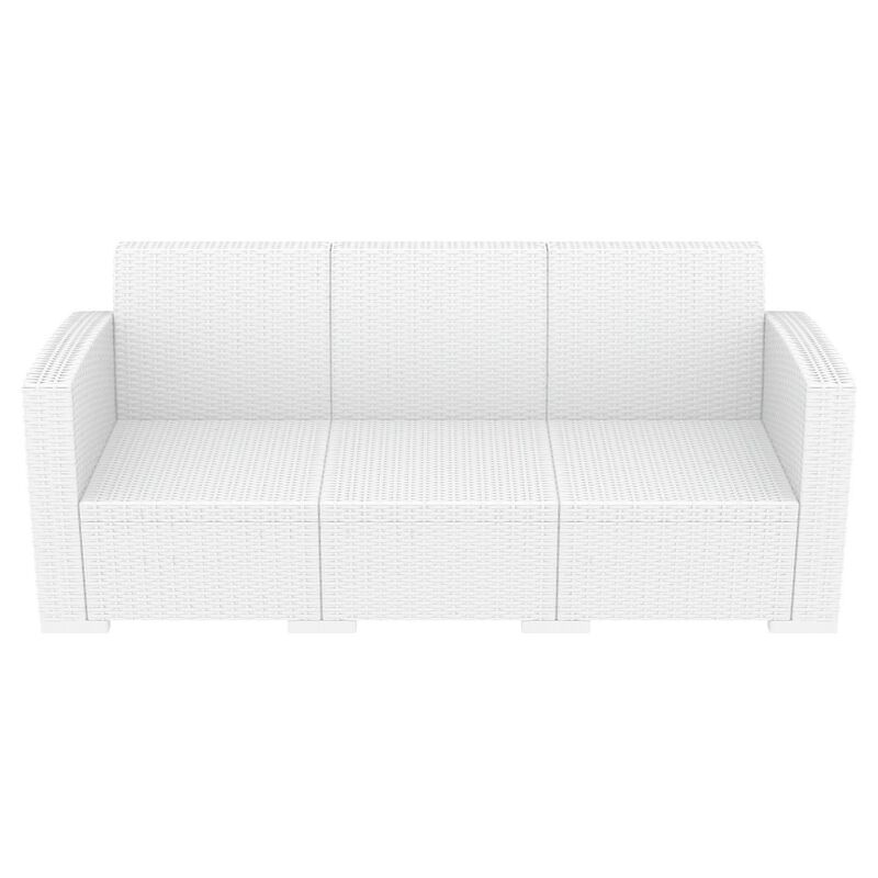 55" Gray Outdoor Patio Sofa with Natural Beige Sunbrella Cushion