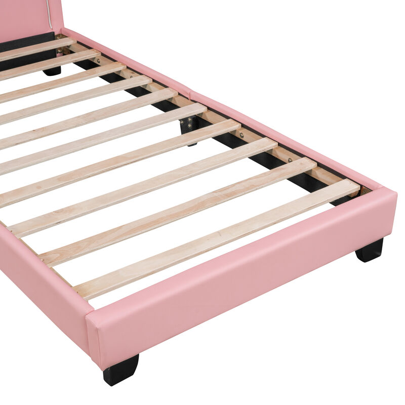 Merax Rabbit Upholstered Leather Platform Bed