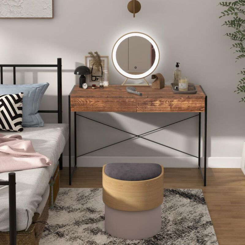 Hivvago 2-Drawer Home Office Desk with Steel Frame