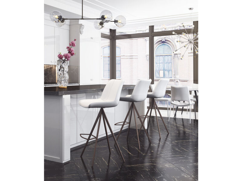 Aki Barstool (Set of 2) White & Walnut