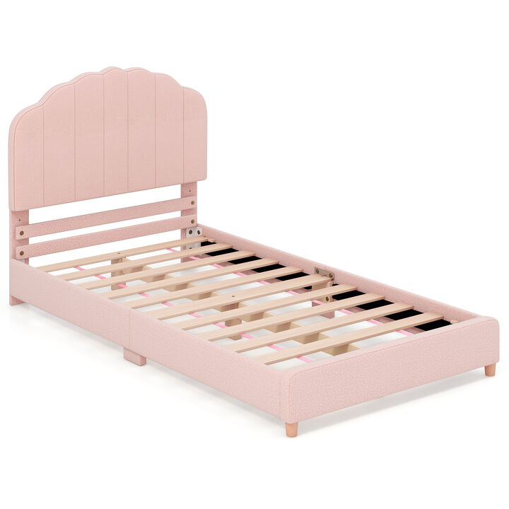 Height-Adjustable Headboard Bed Frame with Sturdy Wooden Slats, Modern Platform Design for Comfort and Support