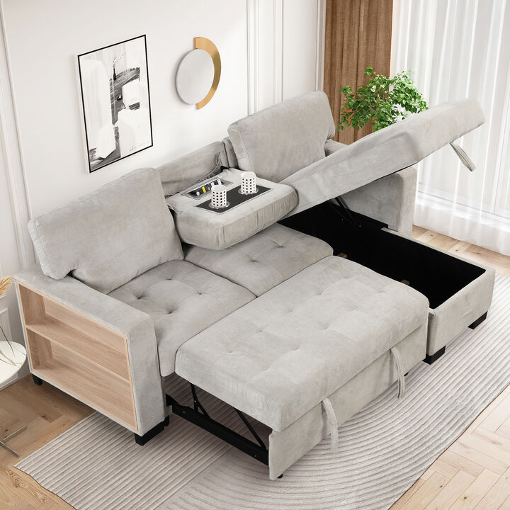 Merax Modern Chaise Lounge Sectional Sofa with Storage