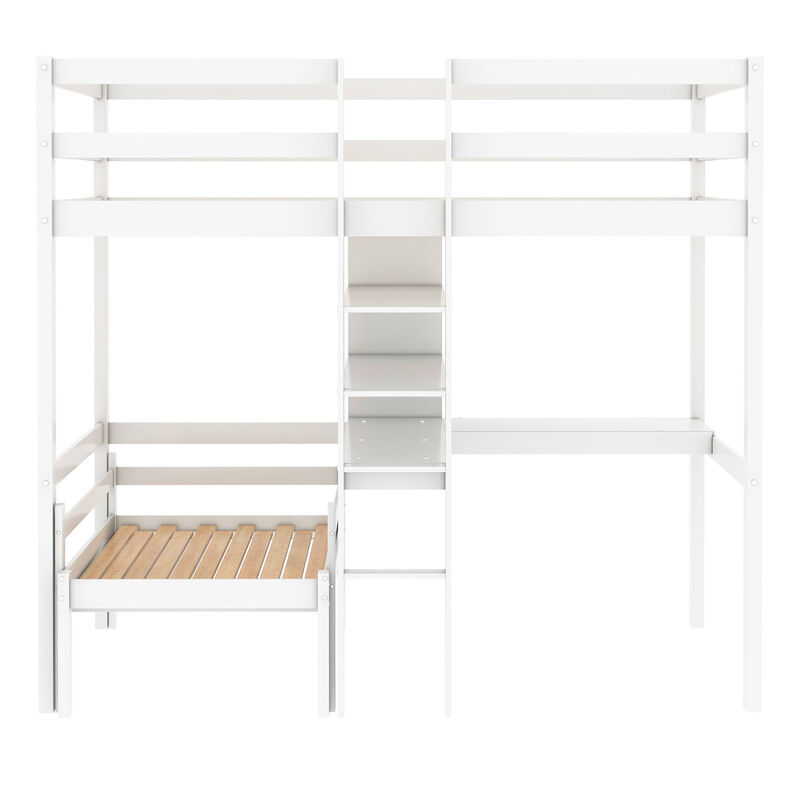 Merax  Convertible Loft Bed with L-Shape Desk