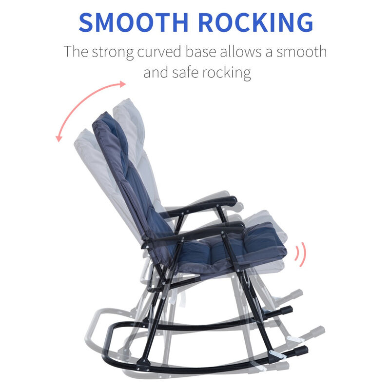 Navy & Grey Porch Pair: 2-Piece Padded Outdoor Rocking Chair Set