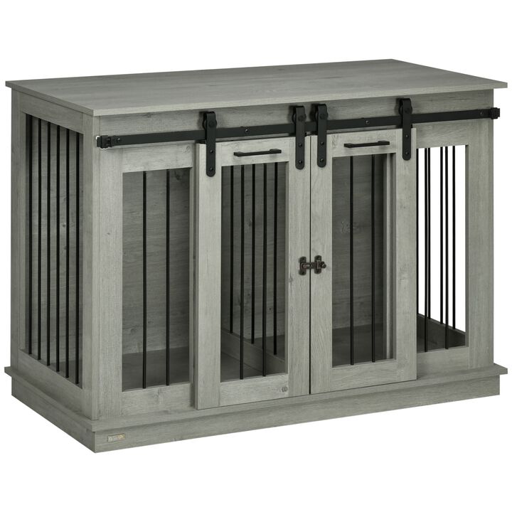Gray Multifunctional Pet Furniture: Large Dog Crate End Table