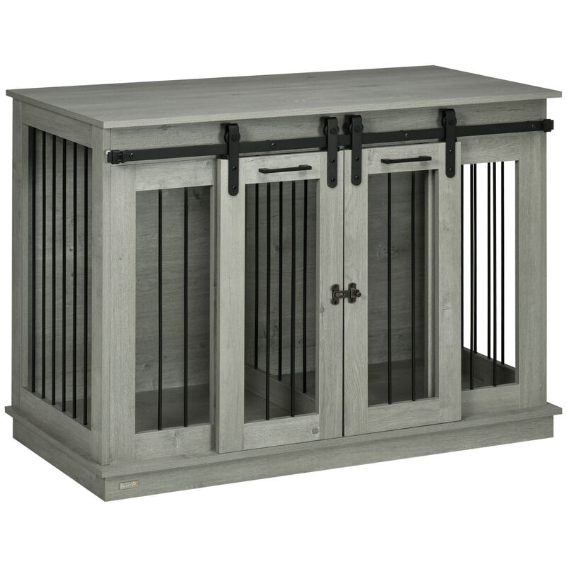 Gray Multifunctional Pet Furniture: Large Dog Crate End Table