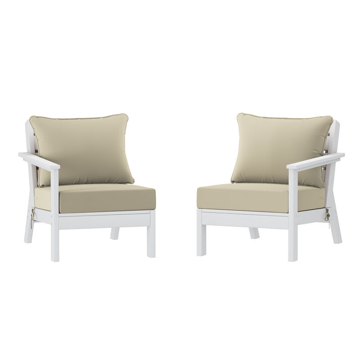 WestinTrends Outdoor Patio HDPE Loveseat Sofa with Patio Cushions