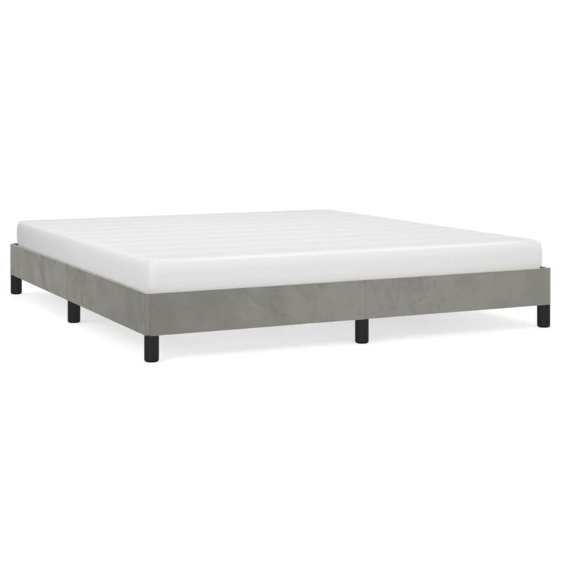 vidaXL Velvet Bed Frame King Size - Modern Design with Durable Plywood and Engineered Wood Construction - Light Gray, 81.1"x 77.2"x 9.8"