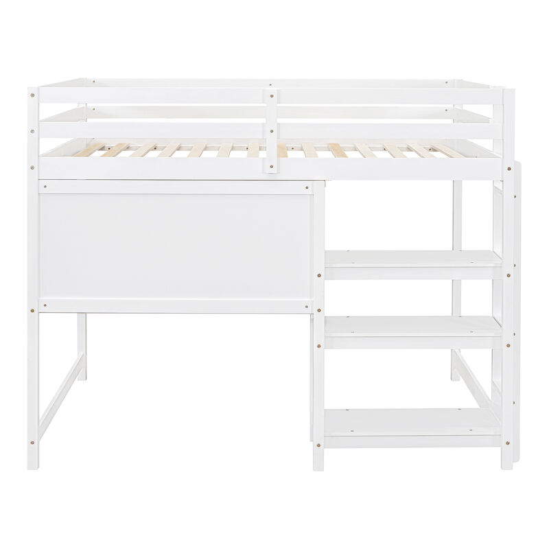 Merax Wooden Loft Bed with Desk and Writing Board