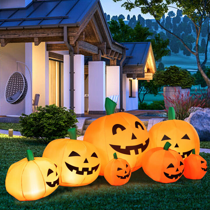 Halloween Inflatable 7 Pumpkins Patch with LED Lights