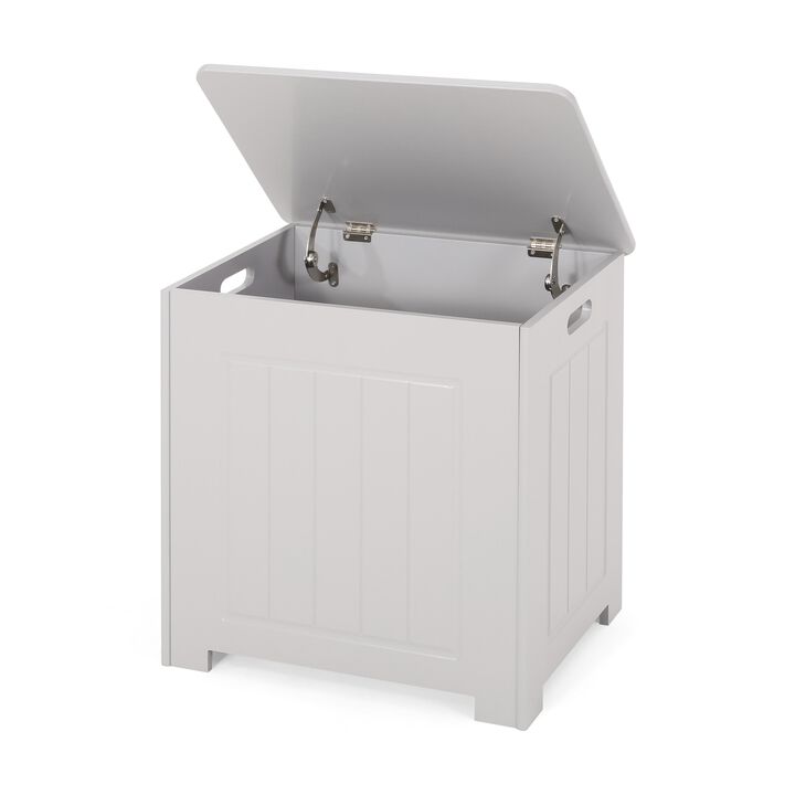 Tomo Laundry Hamper Bathroom Cabinet, Flip Top Storage, Gray - Benzara