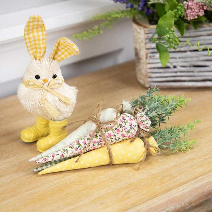 Fabric Carrot Easter Decorations - 9" - Green and Pink - Set of 5