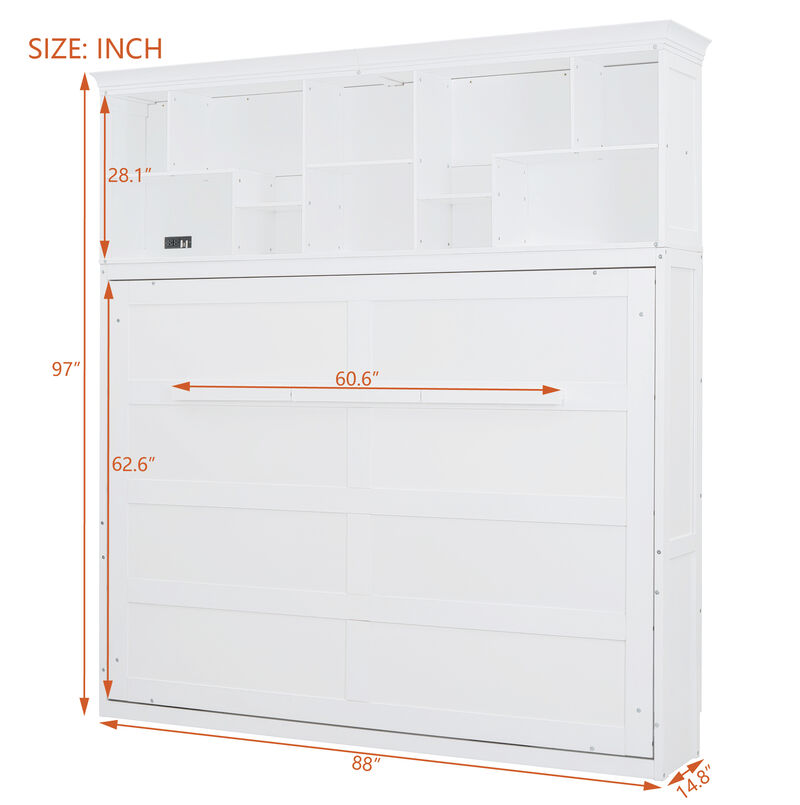 Merax Murphy Bed Wall Bed with Storage Shelves