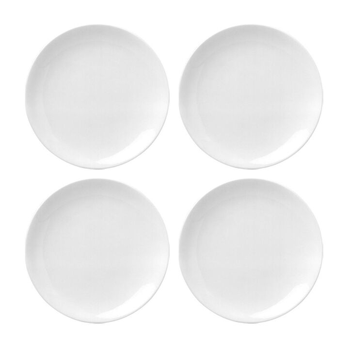 Porcelain Delta-Coupe dia.9.75" Round White Porcelain Plate (Set of 4)