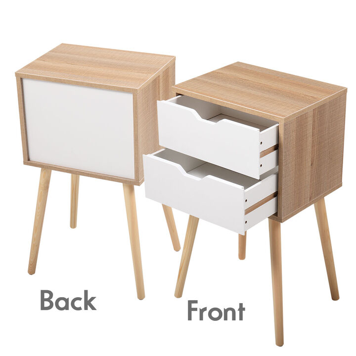 Jaxpety Double Drawer Nightstand White