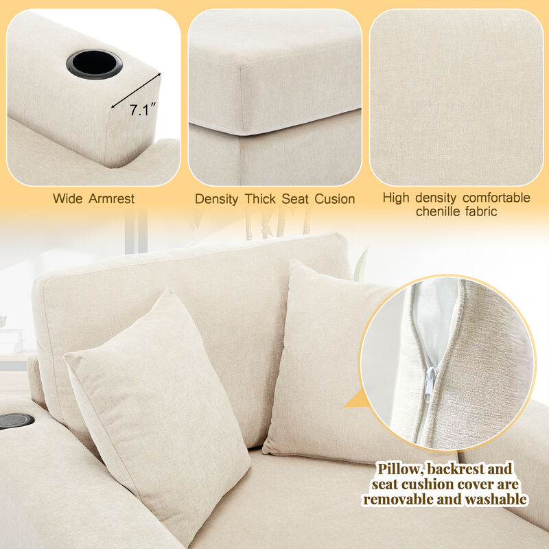 Merax Modern Chenille Chaise Lounge Sofa Couch
