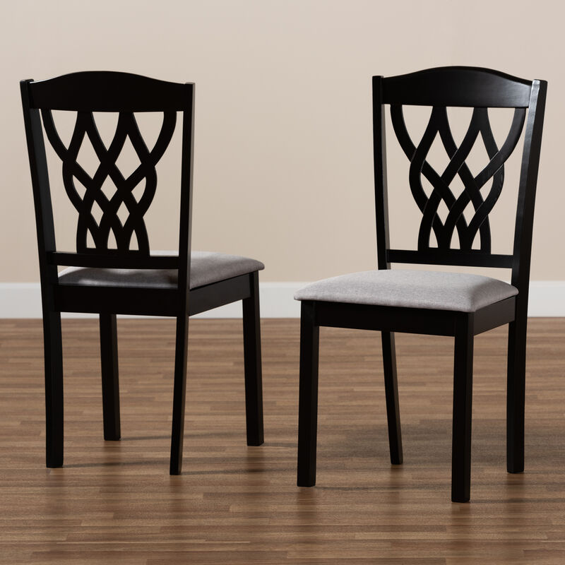 Baxton Studio Delilah Modern Grey Fabric Upholstered Wood 2 Piece Dining Chair Set