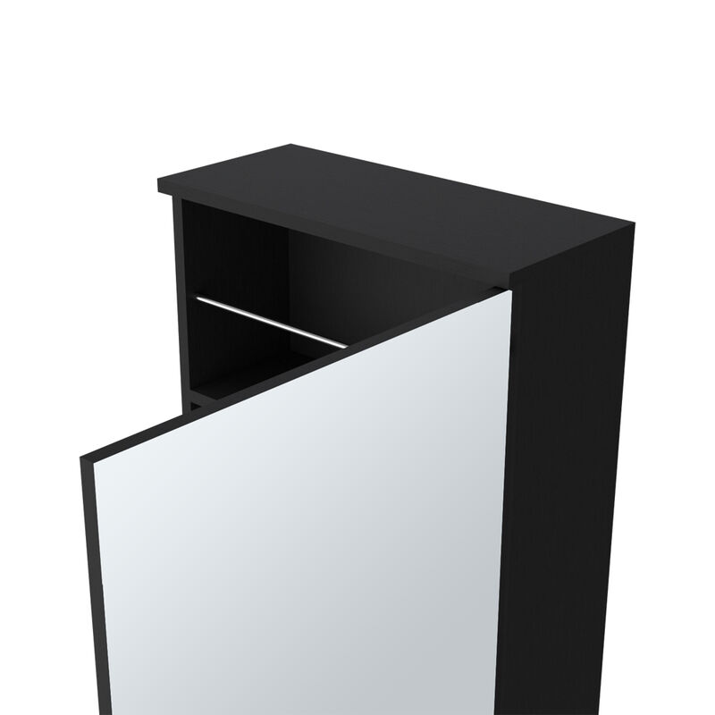 Wall Mounted Shoe Rack With Mirror Chimg, Bedroom, Black