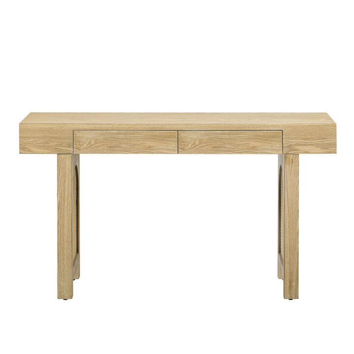 Merax Narrow Console Table with Rattan Accent