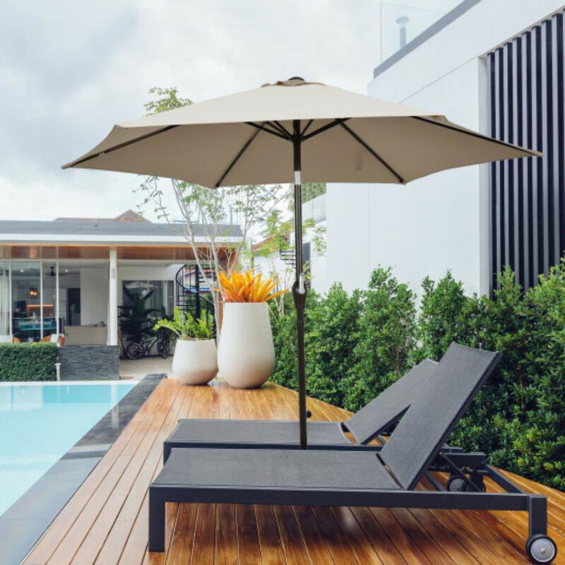 10 ft Outdoor Market Patio Table Umbrella Push Button Tilt Crank Lift