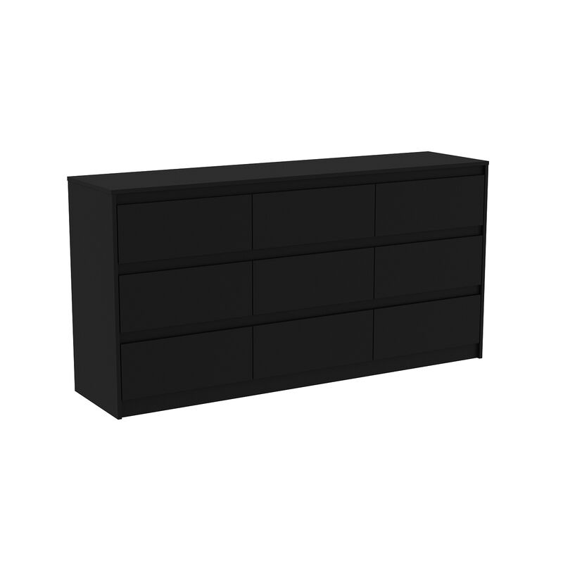 9-Drawer Black Wood Dresser Modern Style 31.5 in. H x 63 in. W x 15.7 in. D