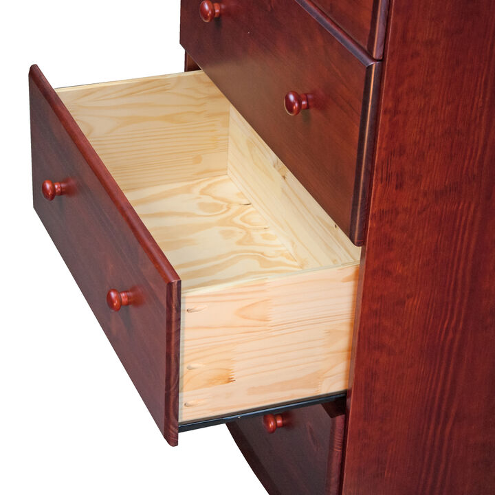 100% Solid Wood 5-Jumbo Drawer Chest with Lock