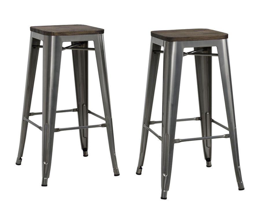 Atwater Living Zeno 24" Metal Bar Stool with Wood Seat
