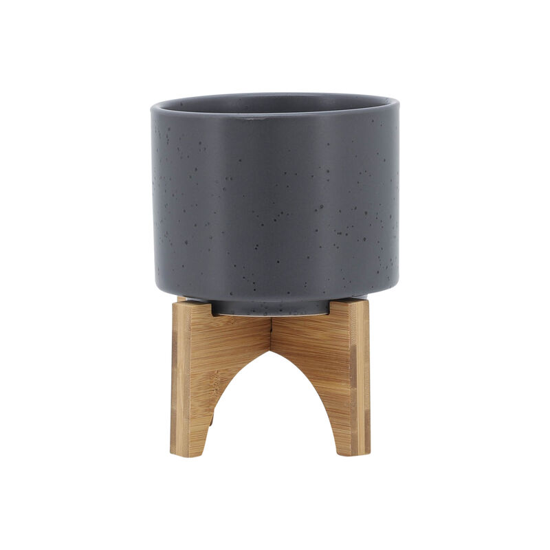 Planter with Wood Stand