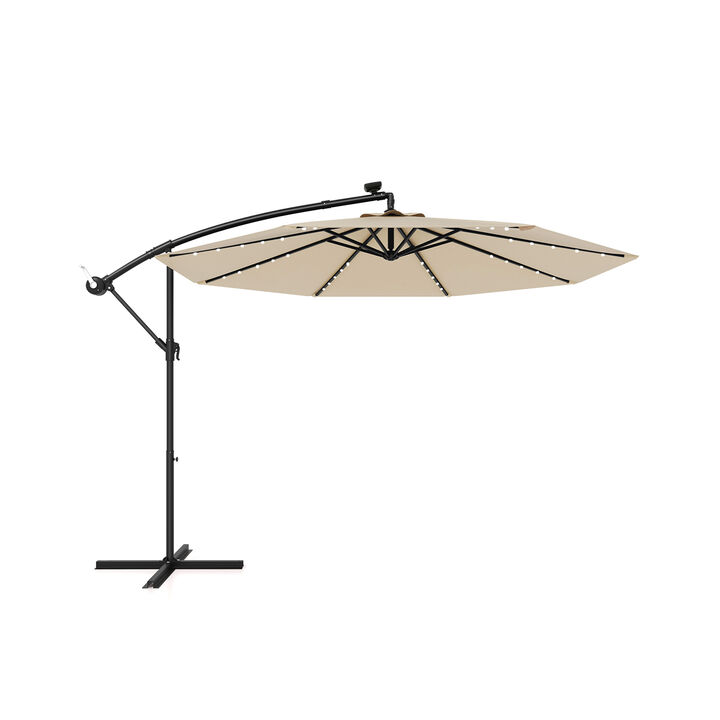 Solar Offset Hanging Umbrella with 40 Lamp Beads and Solar Panel