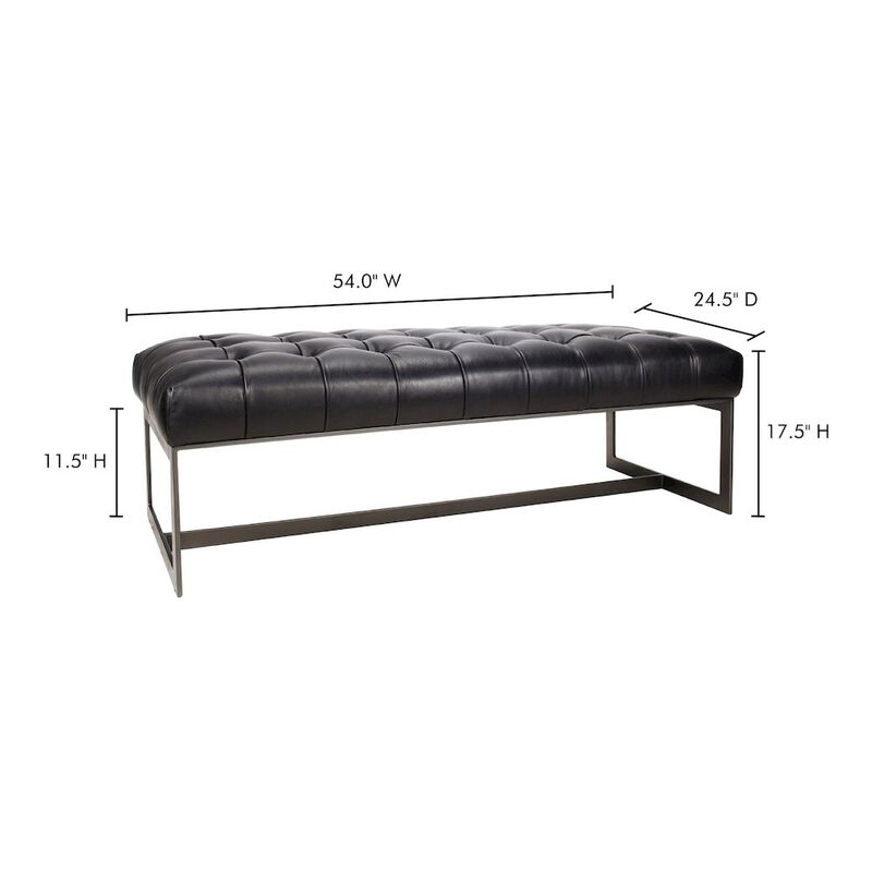 Moe's Home Collection Wyatt Leather Bench Black