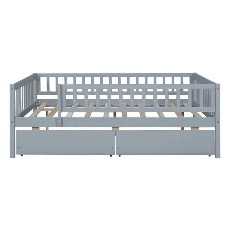 Full Size Daybed Wood Bed With Two Drawers