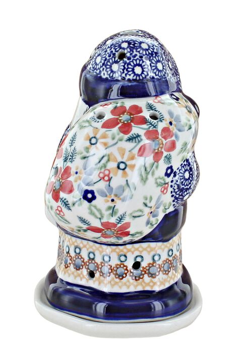 Blue Rose Polish Pottery Garden Bouquet Santa Luminary
