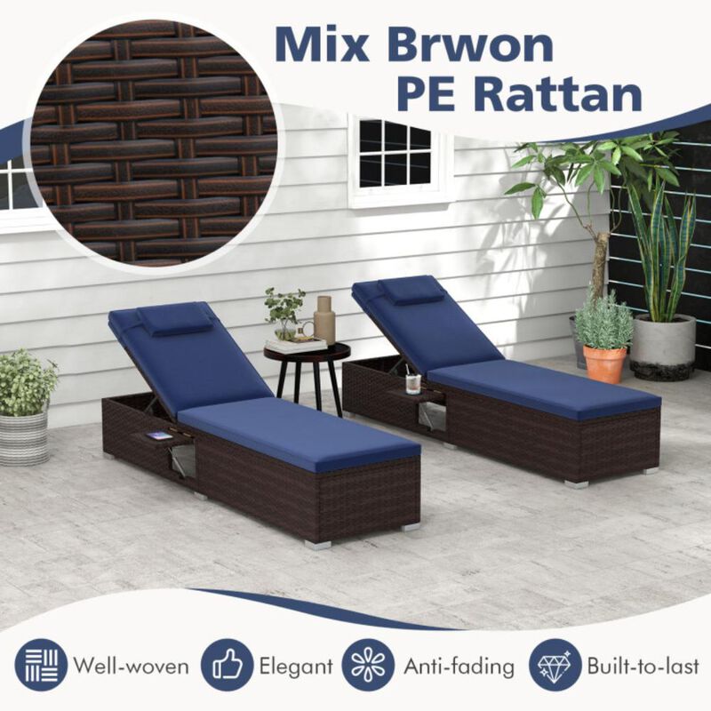 Hivvago Patio Chaise Lounge Set of 2 with Backrest Seat Cushion and Headrest