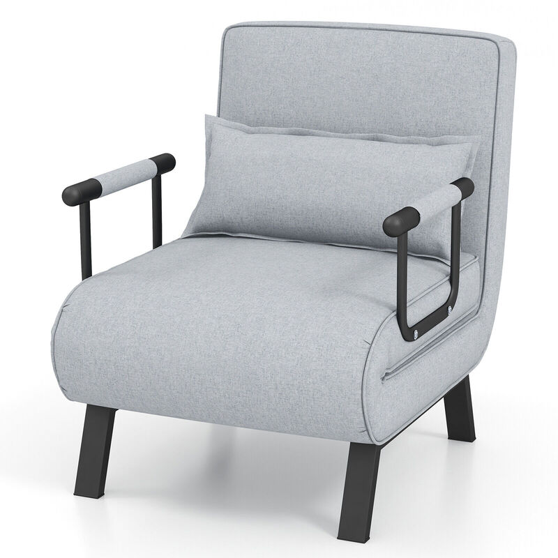 Folding 6 Position Convertible Sleeper Bed Armchair Lounge Couch with Pillow
