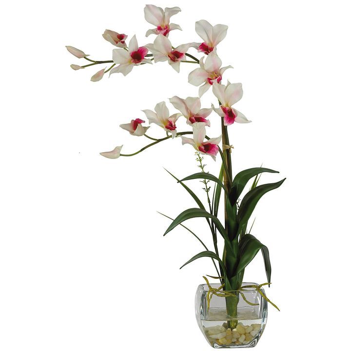 Nearly Natural Dendrobium Cube Liquid Illusion