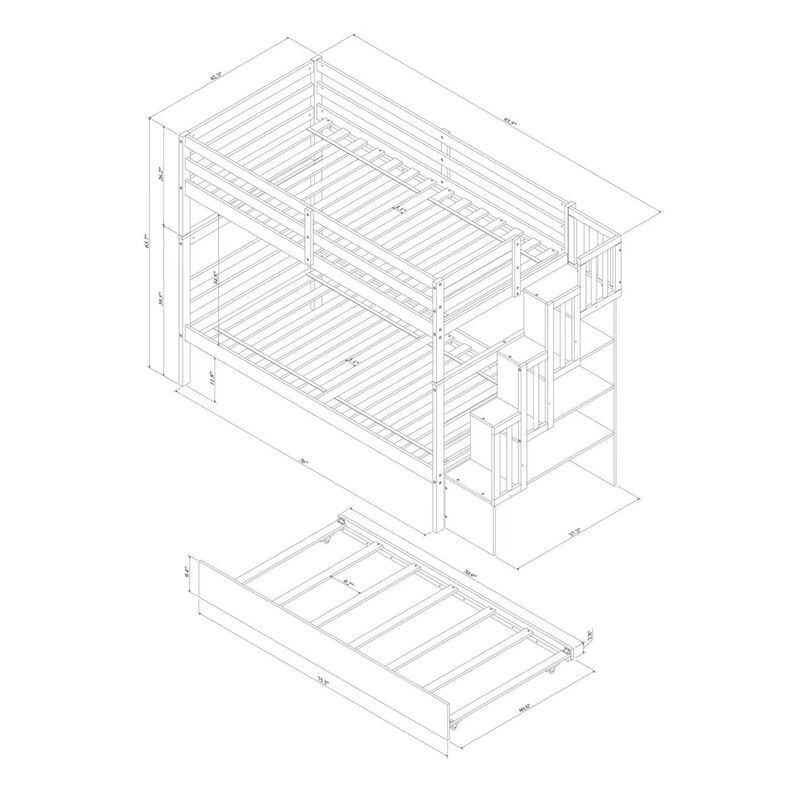 Bunk Beds Twin Over Twin Stairway Storage Function