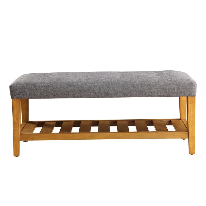 Wooden Bench, Gray & Oak-Benzara