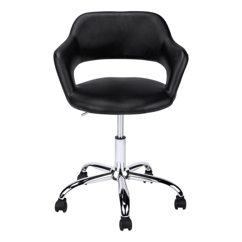 Monarch Specialties I 7298 Office Chair, Adjustable Height, Swivel, Ergonomic, Armrests, Computer Desk, Work, Metal, Pu Leather Look, Black, Chrome, Contemporary, Modern