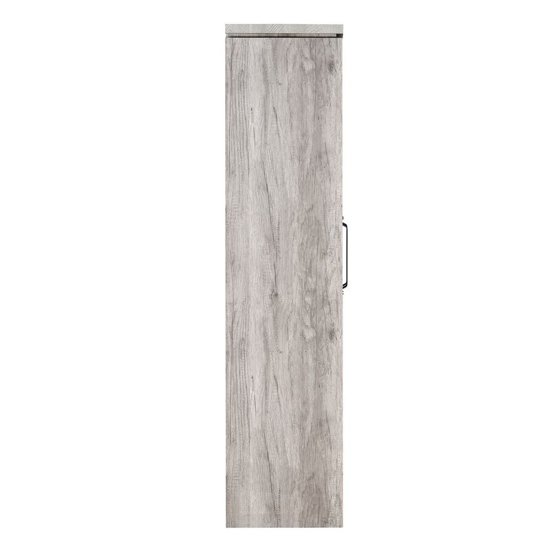 Spacious Wooden Curio Cabinet With Two Glass Doors,  Gray-Benzara