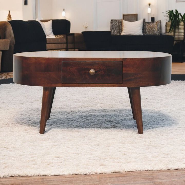 Artisan Furniture Solid Wood California Walnut Rounded Coffee Table