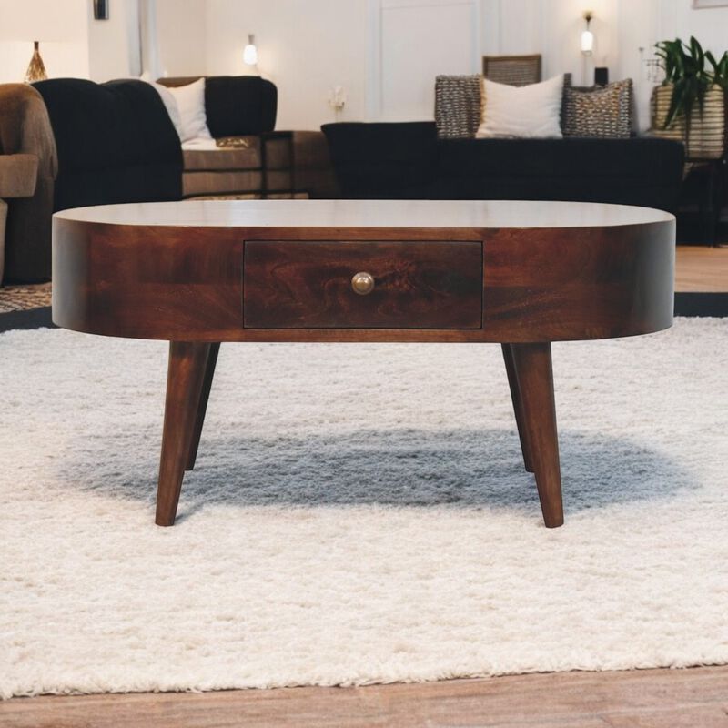 Artisan Furniture Solid Wood California Walnut Rounded Coffee Table