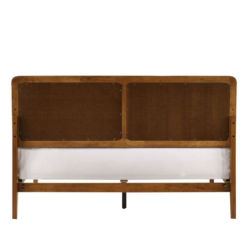 Omax Decor Liam Wooden Queen size Platform Bed with Rattan Headboard