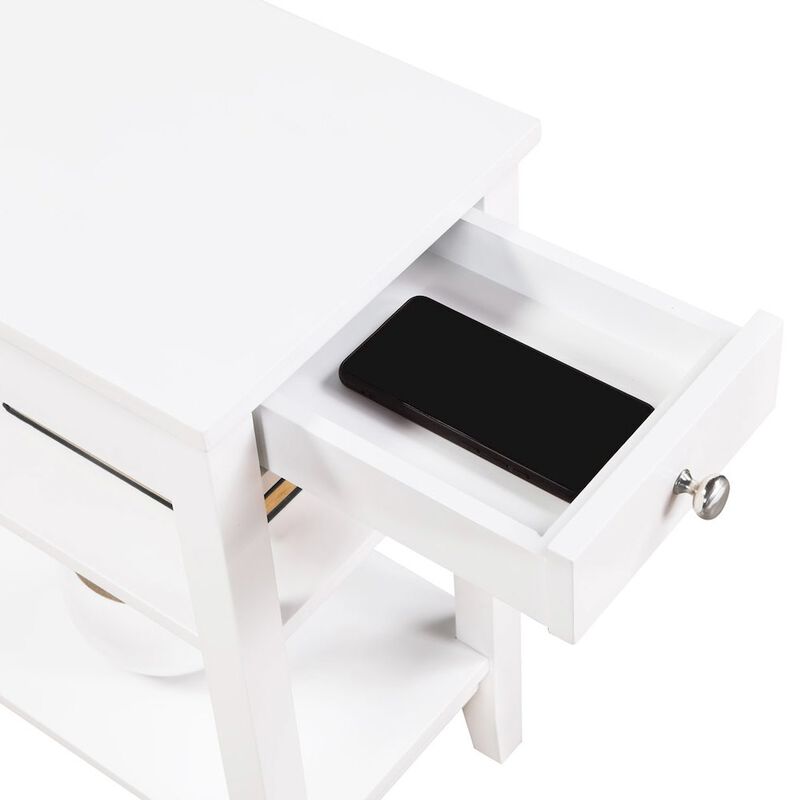Convenience Concepts American Heritage 1 Drawer Chairside End Table with Charging Station and Shelves