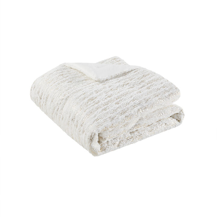 Gracie Mills Maelona Metallic Print Faux Fur Comforter Set