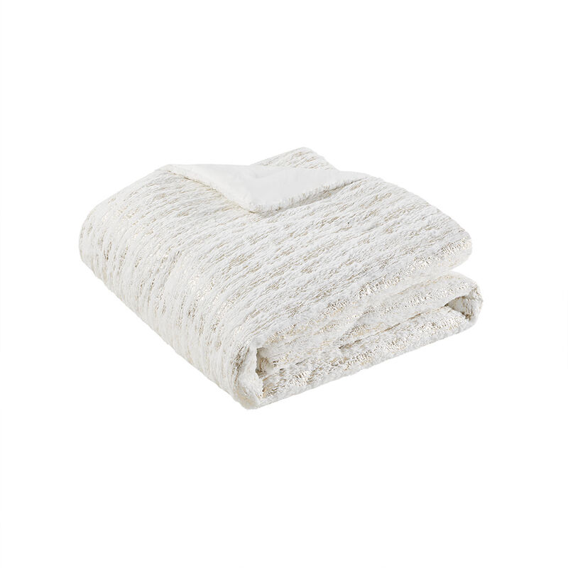 Gracie Mills Maelona Metallic Print Faux Fur Comforter Set
