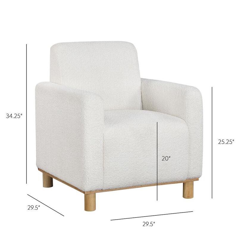 Comfort Pointe Maizie White Boucle Fabric Arm Chair