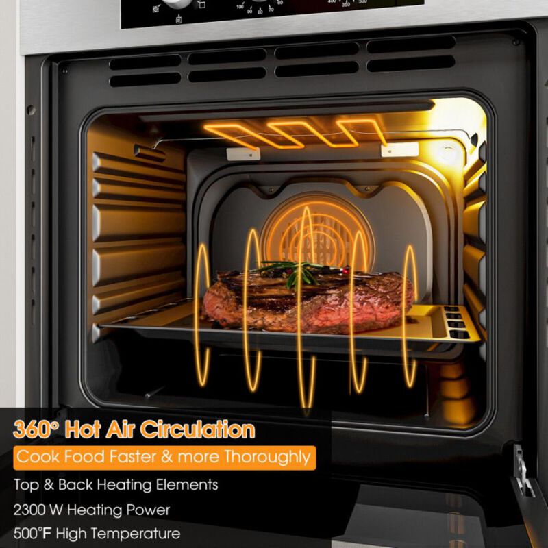 Costway 24 Inch Single Wall Oven 2.47Cu.ft with 5 Cooking Modes
